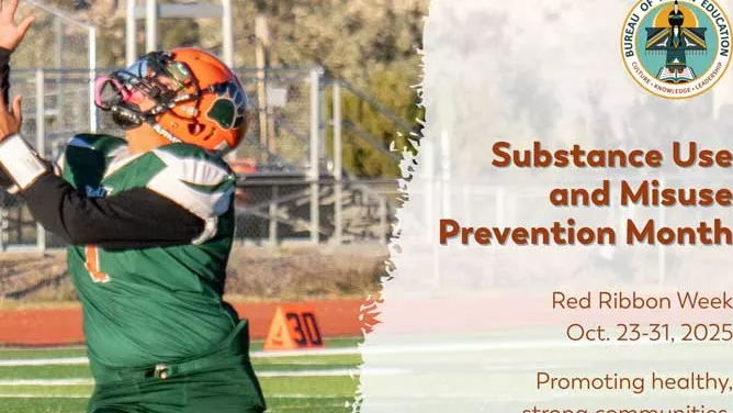 Red Ribbon advertisement about Substance Use and Misuse Prevention Month